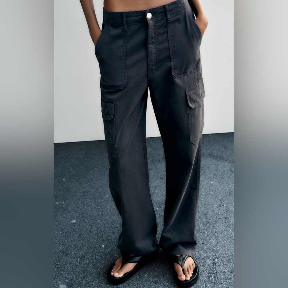 TRF Zara straight leg cargo pants with high waist